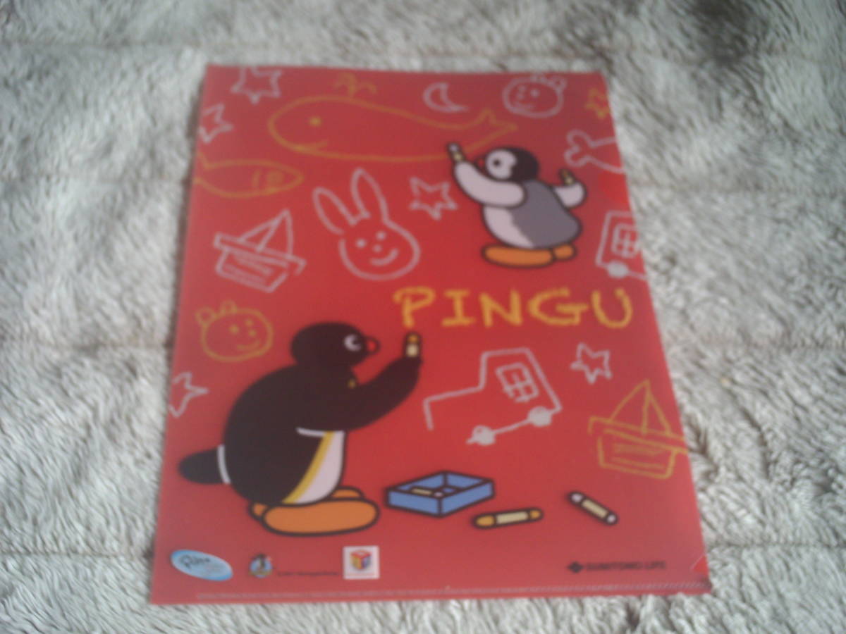 ** Sumitomo life Pingu Pingu A4 clear file red new goods *