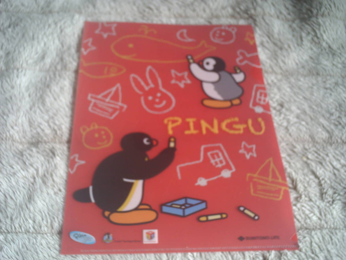 ** Sumitomo life Pingu Pingu A4 clear file red new goods *