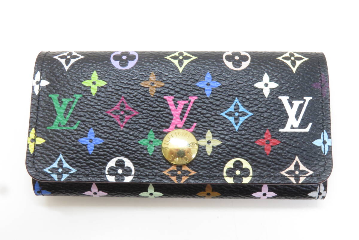 16074 新602-045 ヴィトン キーケース モノグラム マルチカラー 4連 ミュルティクレ 黒 ピンク LOUIS VUITTON 60の画像1