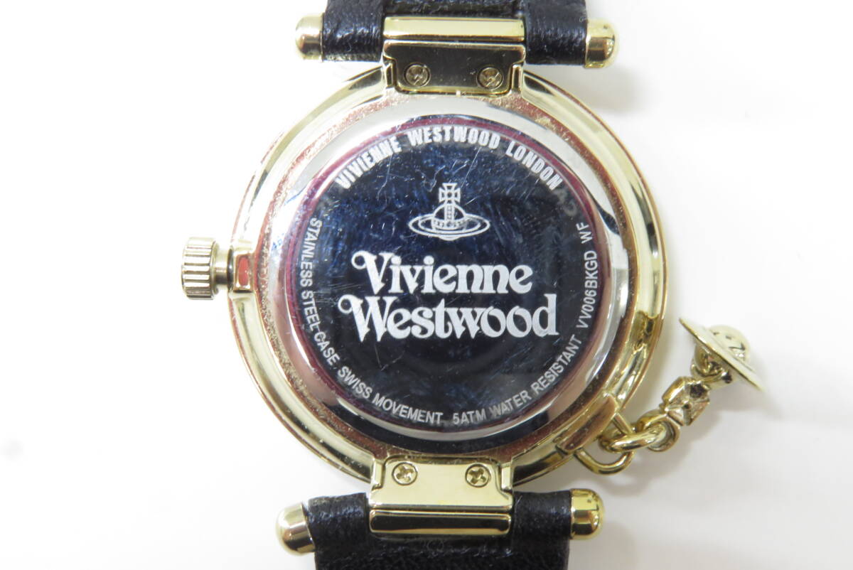 16195 上603-216 腕時計 ヴィヴィアンウエストウッド VV006BKGD 3針 黒文字盤 アナログ Vivienne Westwood 箱あり 中古品 60の画像6