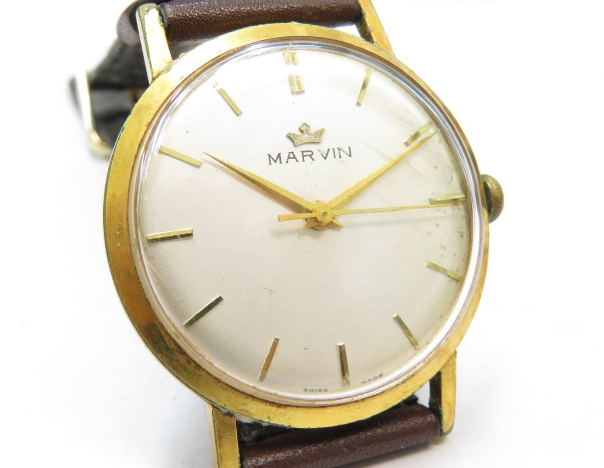 16136　小603-217　腕時計 マーヴィン　アナログ　手巻き　メンズ　マービン　MARVIN　GOLD FILLED　中古　稼働品　動作時間不明　60_画像1