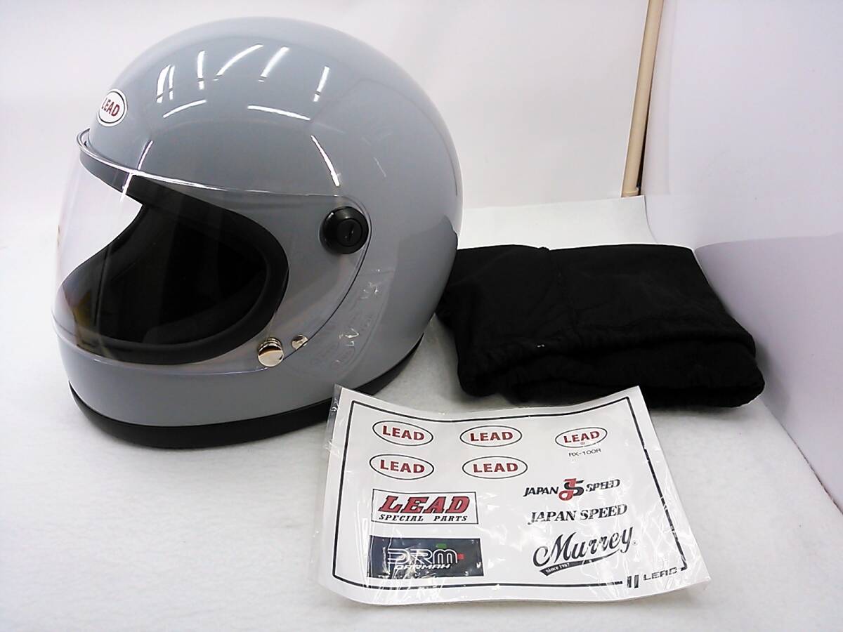 【送料無料】使用極わずか 美品 2021年製 リード工業 LEAD RX-100R グレー フリーサイズ(57-60cm未満) フルフェイスヘルメット 族ヘル_画像1