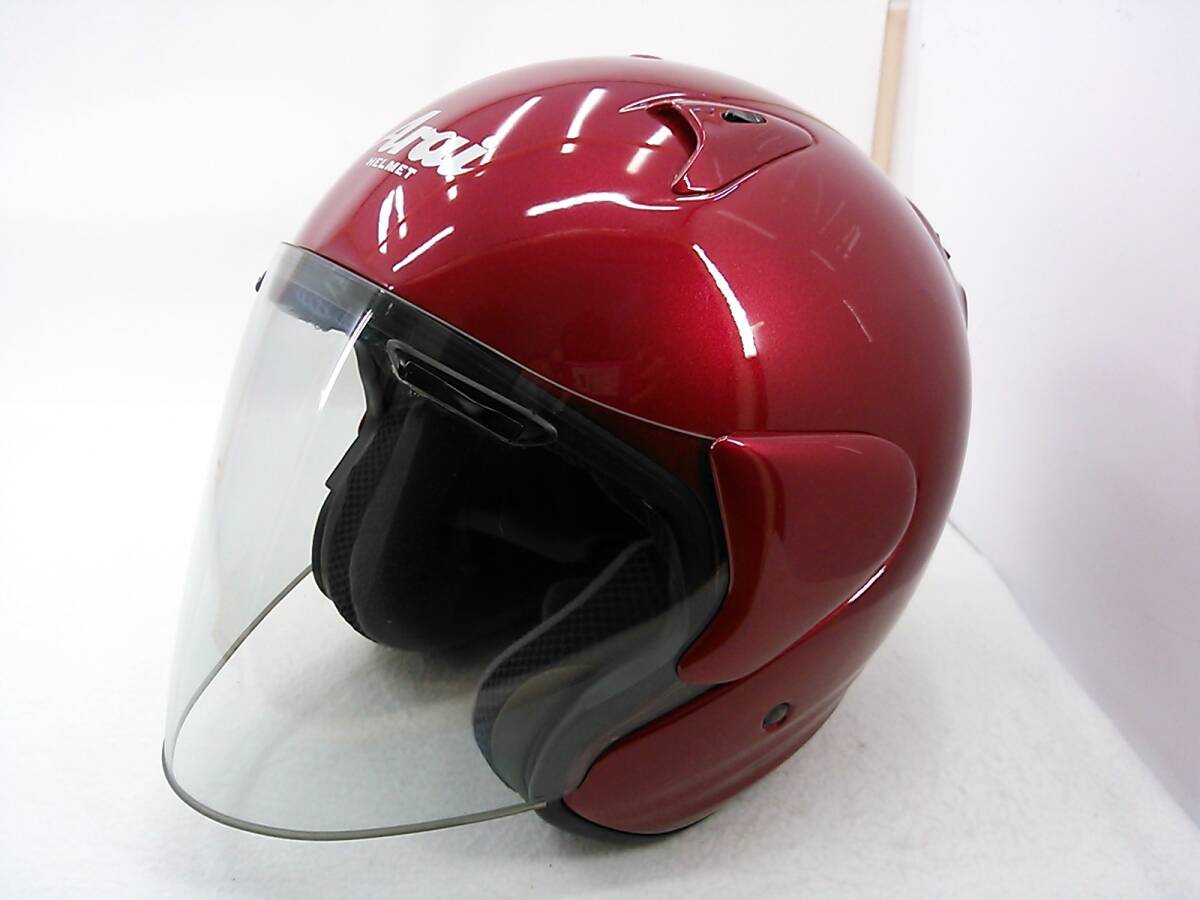 【送料無料】程度上 Arai アライ SZ-F PEARL WINE RED パールワインレッド Mサイズ ジェットヘルメット_画像2