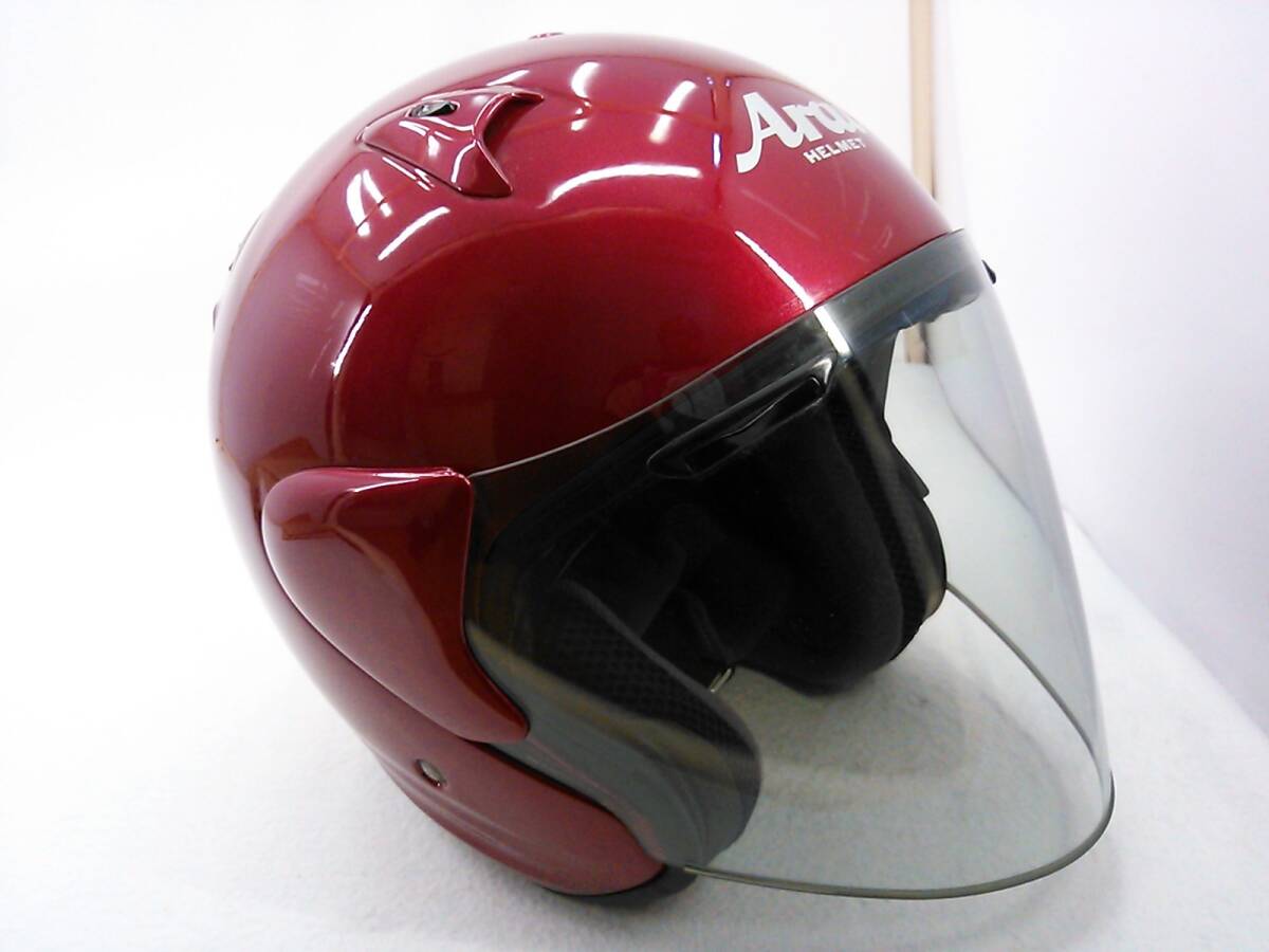 【送料無料】程度上 Arai アライ SZ-F PEARL WINE RED パールワインレッド Mサイズ ジェットヘルメット_画像7