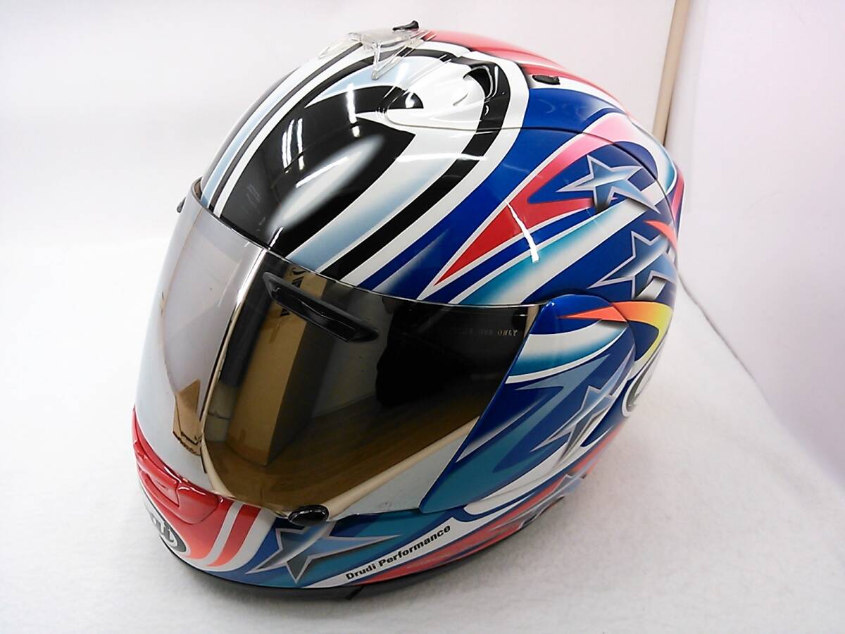 【送料無料】程度上 Arai アライ RX-7 RR4 NAKANO ナカノ Mサイズ ミラーシールド付き 中野真矢 フルフェイスヘルメット_画像2