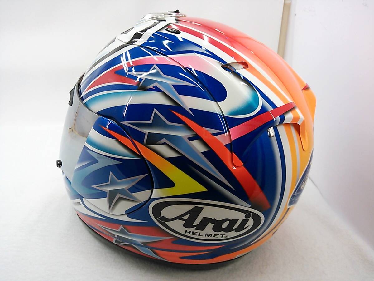 【送料無料】程度上 Arai アライ RX-7 RR4 NAKANO ナカノ Mサイズ ミラーシールド付き 中野真矢 フルフェイスヘルメット_画像3