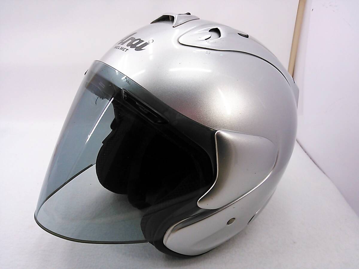 【送料無料】Arai アライ SZ-RamⅢ SZ-Ram3 ALUMINA SILVER アルミナシルバー Lサイズ スモークシールド付き ジェットヘルメット_画像1