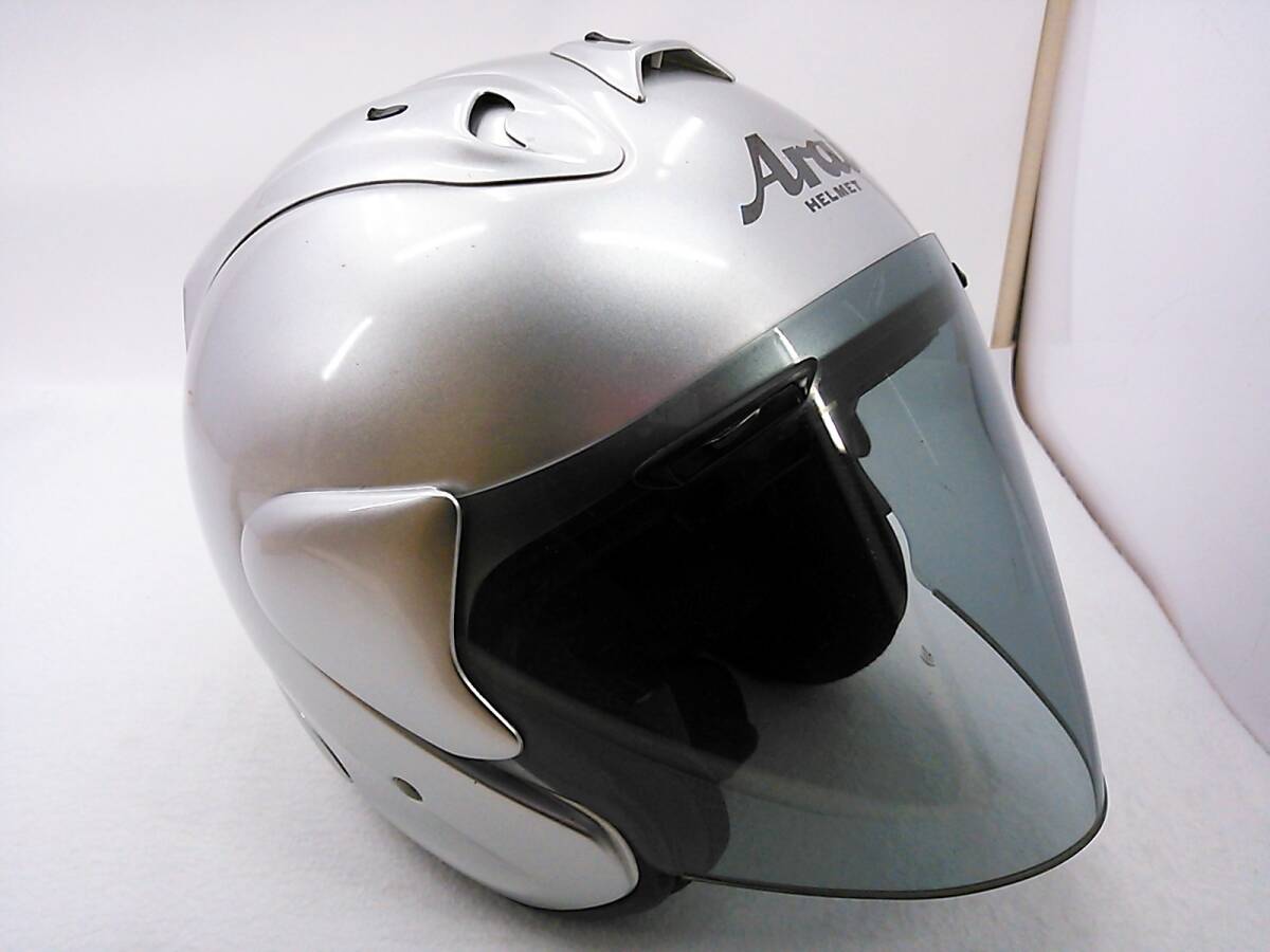 【送料無料】Arai アライ SZ-RamⅢ SZ-Ram3 ALUMINA SILVER アルミナシルバー Lサイズ スモークシールド付き ジェットヘルメット_画像6