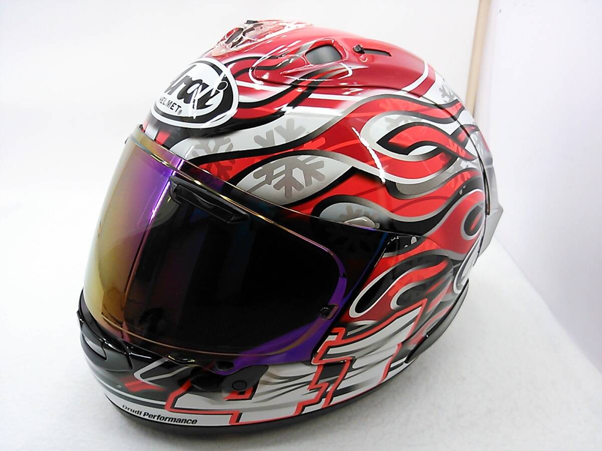 【送料無料】美品 Arai アライ RX-7X HAGA ハガ Sサイズ ミラーシールド＆レーシングスポイラー付き ヘルメット 芳賀紀行_画像2