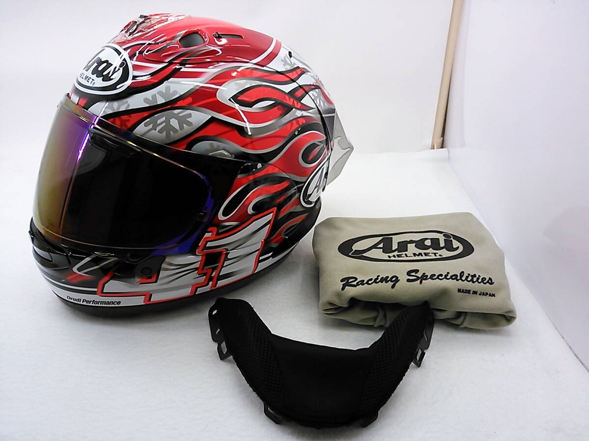 【送料無料】美品 Arai アライ RX-7X HAGA ハガ Sサイズ ミラーシールド＆レーシングスポイラー付き ヘルメット 芳賀紀行_画像1