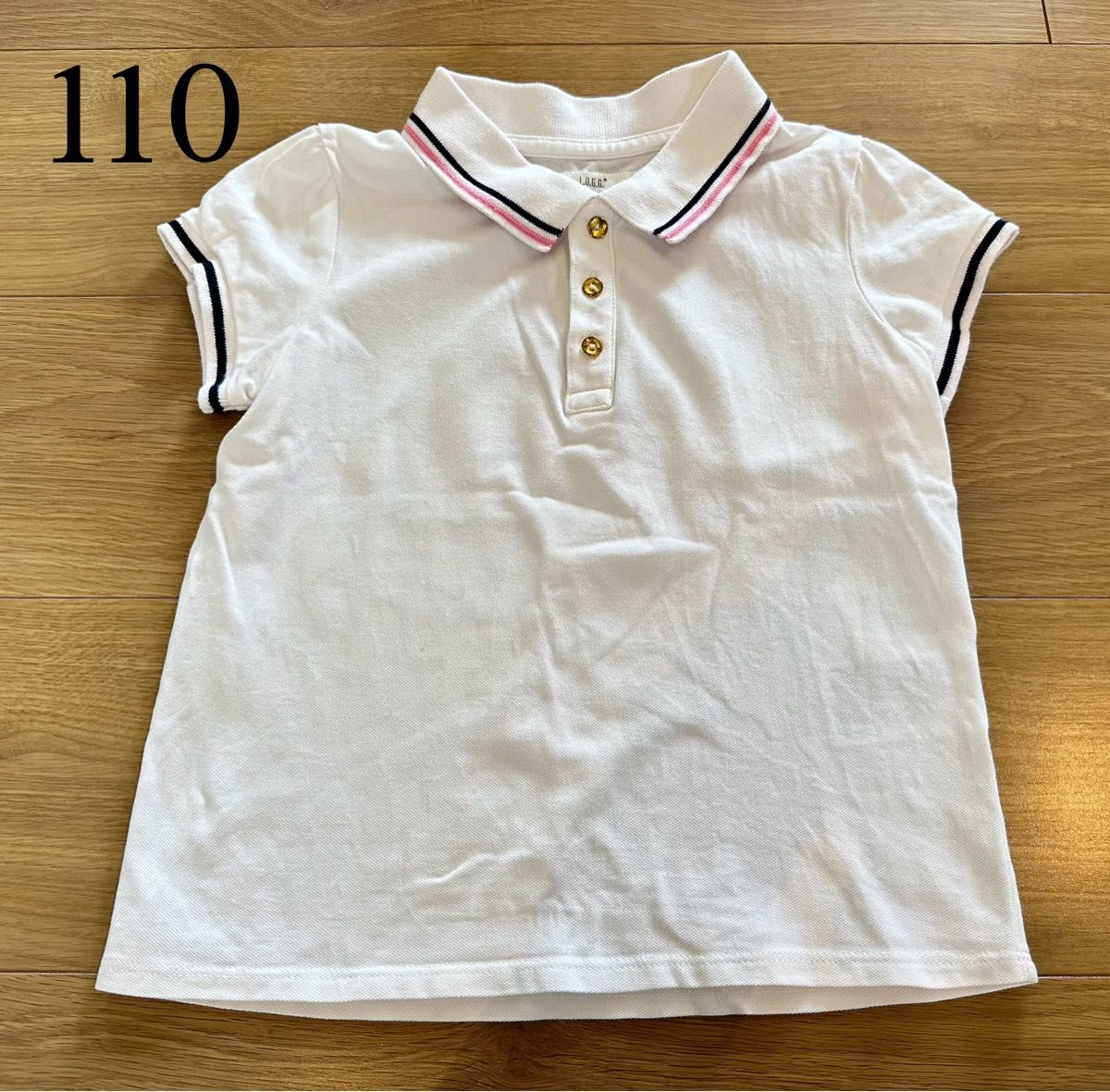 半袖　ポロシャツ　110 H&M キッズ　子供　女の子 半袖ポロシャツ ホワイト 白