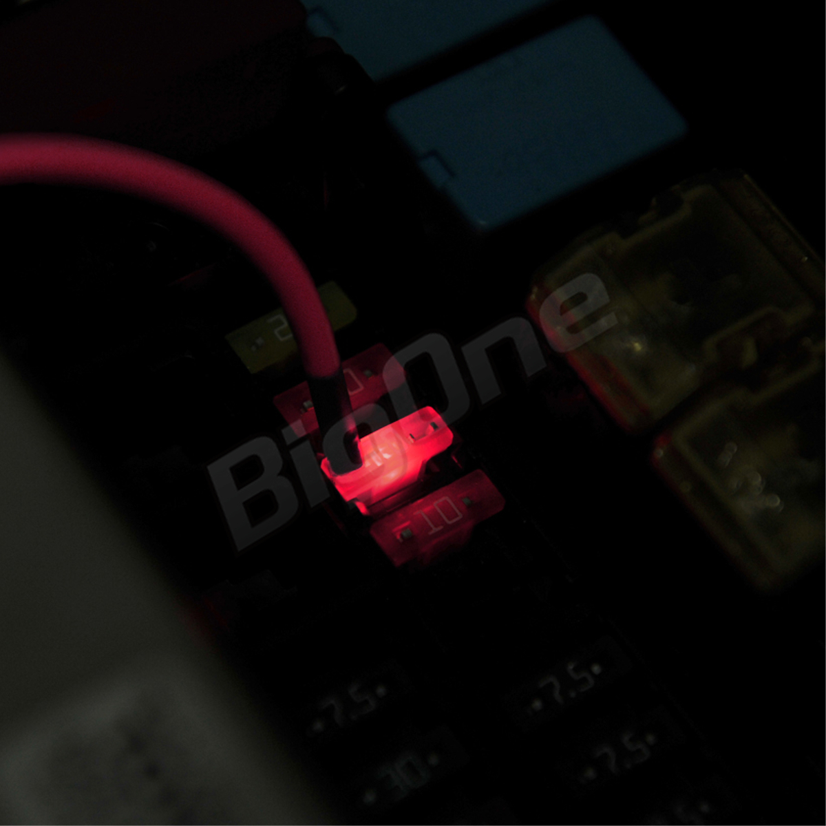 BigOne 切れたら光って知らせる インジケーター 内蔵 低背 平型 ヒューズ 電源 30A ASM LED シガーライター ETC ドライブレコーダー の接続