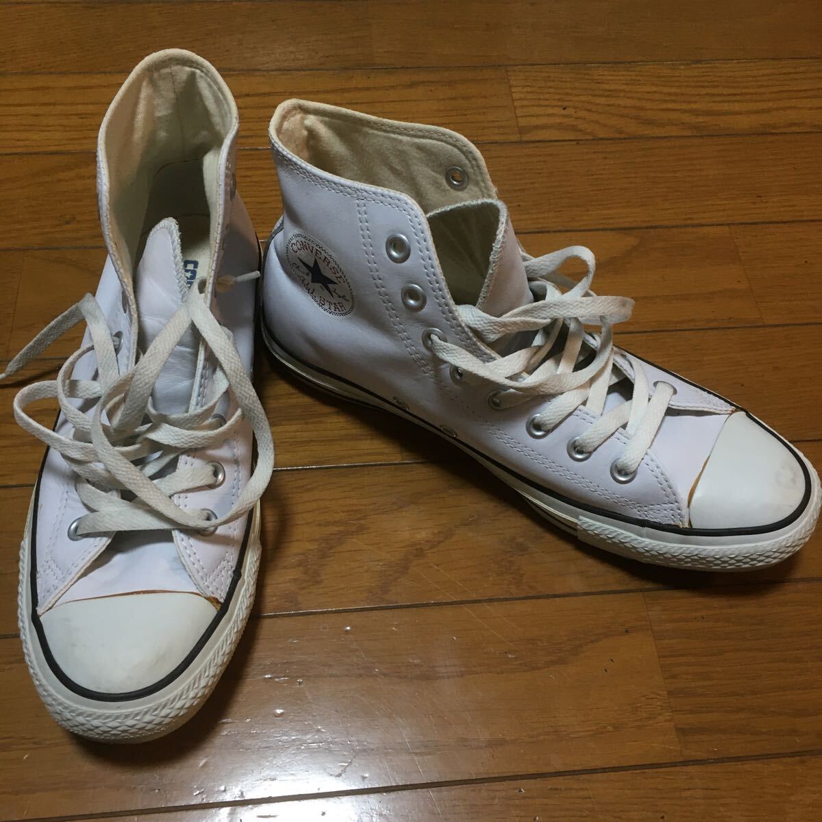 中古 CONVERSE コンバース スニーカー 白サイズ8.5 27cm 洗濯済み 美品 送料520円の画像1