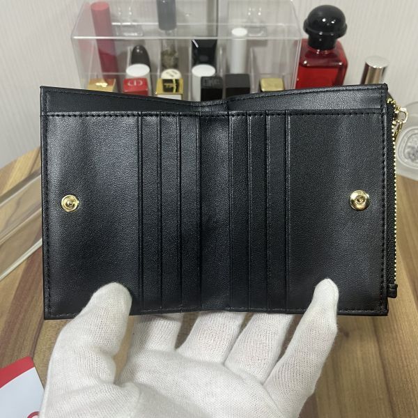 【田中革具】 長財布 ラムスキン イントレチャート コンパクト財布 折り財布 レディース 本革 新品 未使用 送料無料 人気商品 ブラックの画像5