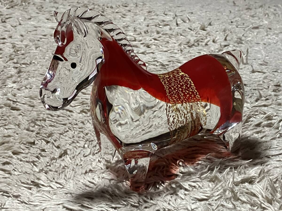  maru Tigra s gold paint red horse passion. red Multi glass glasswork hand made .. thing interior ornament total length 22cm