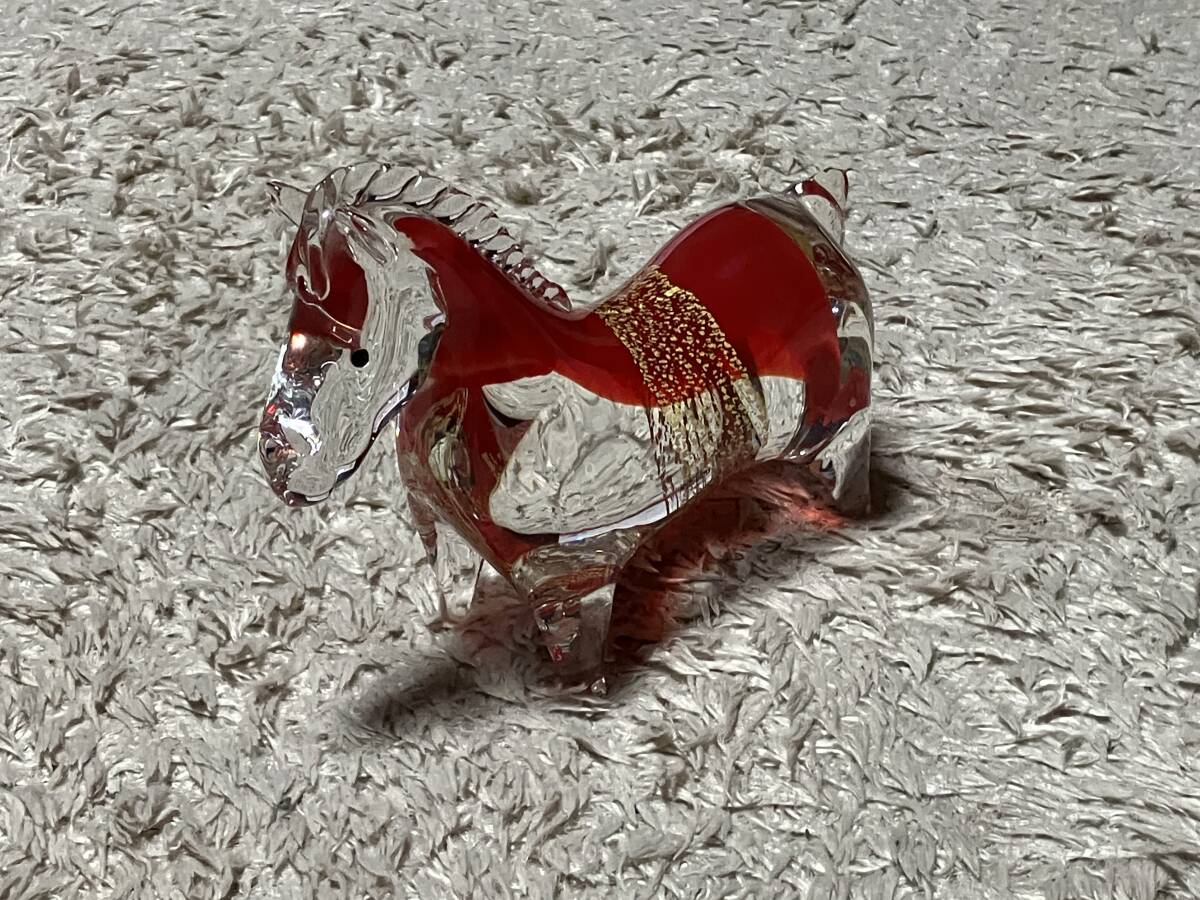  maru Tigra s gold paint red horse passion. red Multi glass glasswork hand made .. thing interior ornament total length 22cm