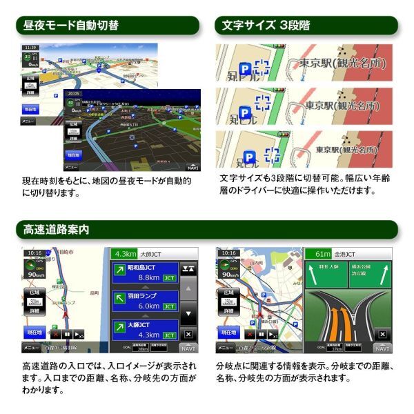 ポータブルナビ カーナビ 9インチ 3年間地図更新無料 2024年地図 ワンセグ オービス インダッシュ 12V 24V センター設置 【NV-A010G-SET1】_画像8