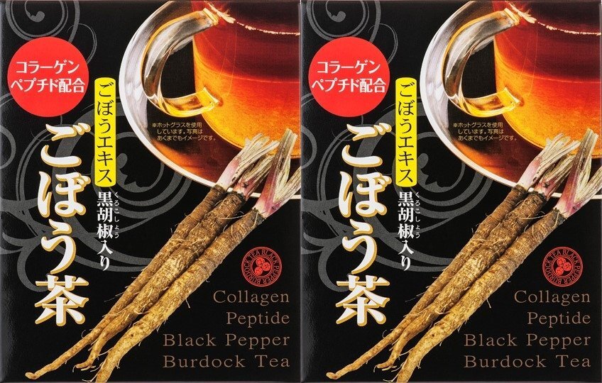 【1円スタート】コラーゲンペプチド配合 ごぼうエキス黒胡椒入り ごぼう茶 2箱(40袋×2)　賞味期限2024年4月25日　_画像1