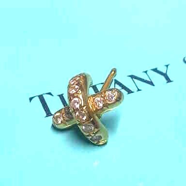 Tiffany&Co. ティファニー クロスステッチ ピアス K18 750 3P ダイヤ ピアス 片方 片耳 ゴールド _画像3