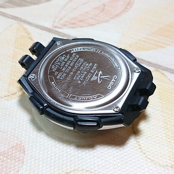 訳有り【CASIO／WAVECEPTOR】電波ソーラー クロノグラフ メンズ腕時計 WVQ-M410-１AJF