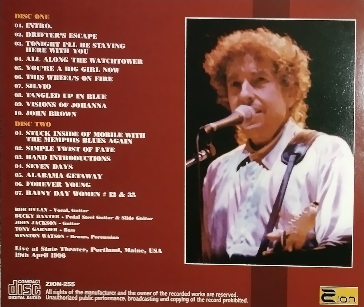 【送料ゼロ】Bob Dylan '96 Definitive DAT Master Portland 1st Night ボブ・ディラン の画像3