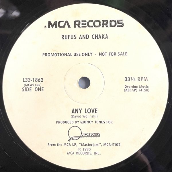【DISCO】【SOUL】Rufus & Chaka* - Any Love / MCA Records L33-1862 / VINYL 12 / US / PROMO_画像3