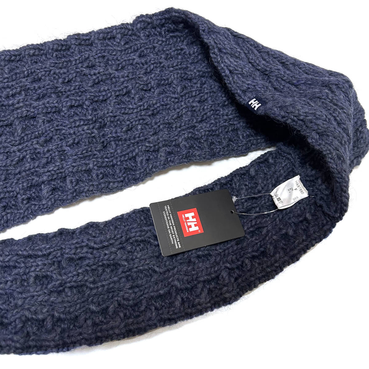 新品 ヘリーハンセン ケーブル スヌード ネイビー ブルー 首巻き Cable Snood ウール レディース マフラー ネックウォーマー HA91860 防寒_画像3