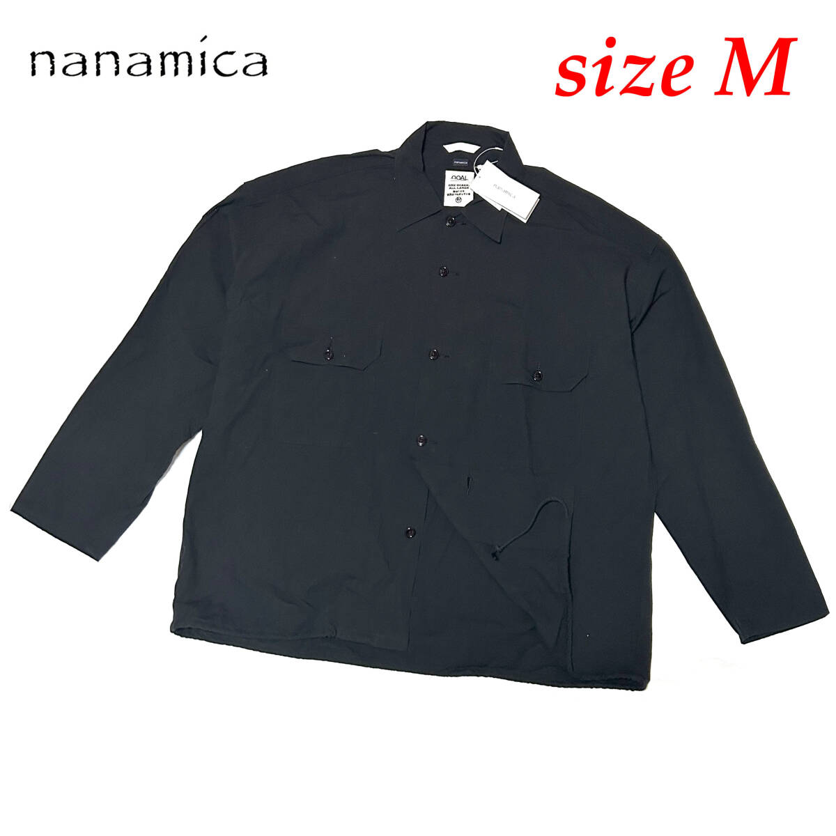 新品 Mサイズ(海外サイズのためLサイズ位) ナナミカ コットンウール デッキシャツ 日本製 ブラック 長袖 シャツ ジャケット SUGF357 軽量_画像1