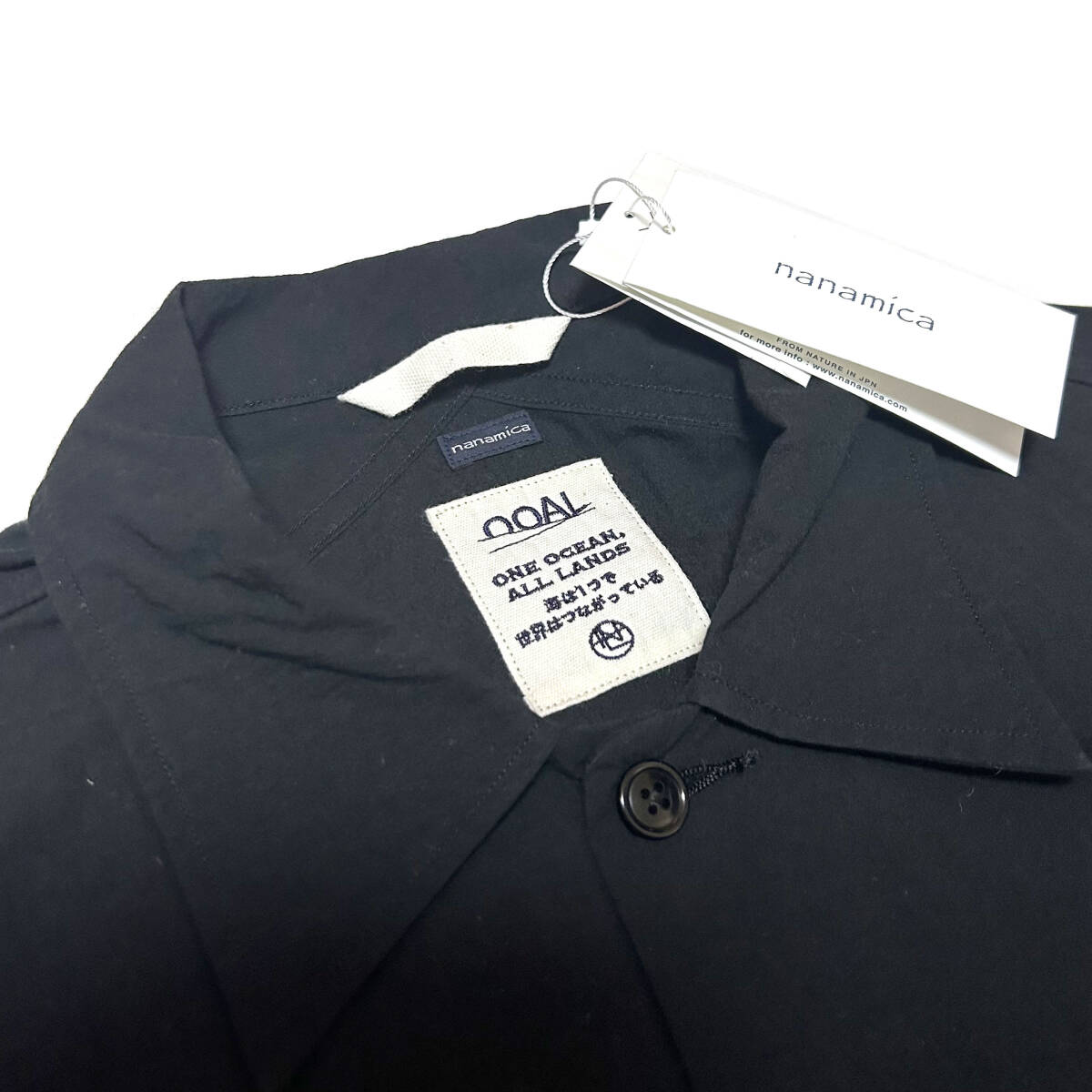 新品 Mサイズ(海外サイズのためLサイズ位) ナナミカ コットンウール デッキシャツ 日本製 ブラック 長袖 シャツ ジャケット SUGF357 軽量_画像4
