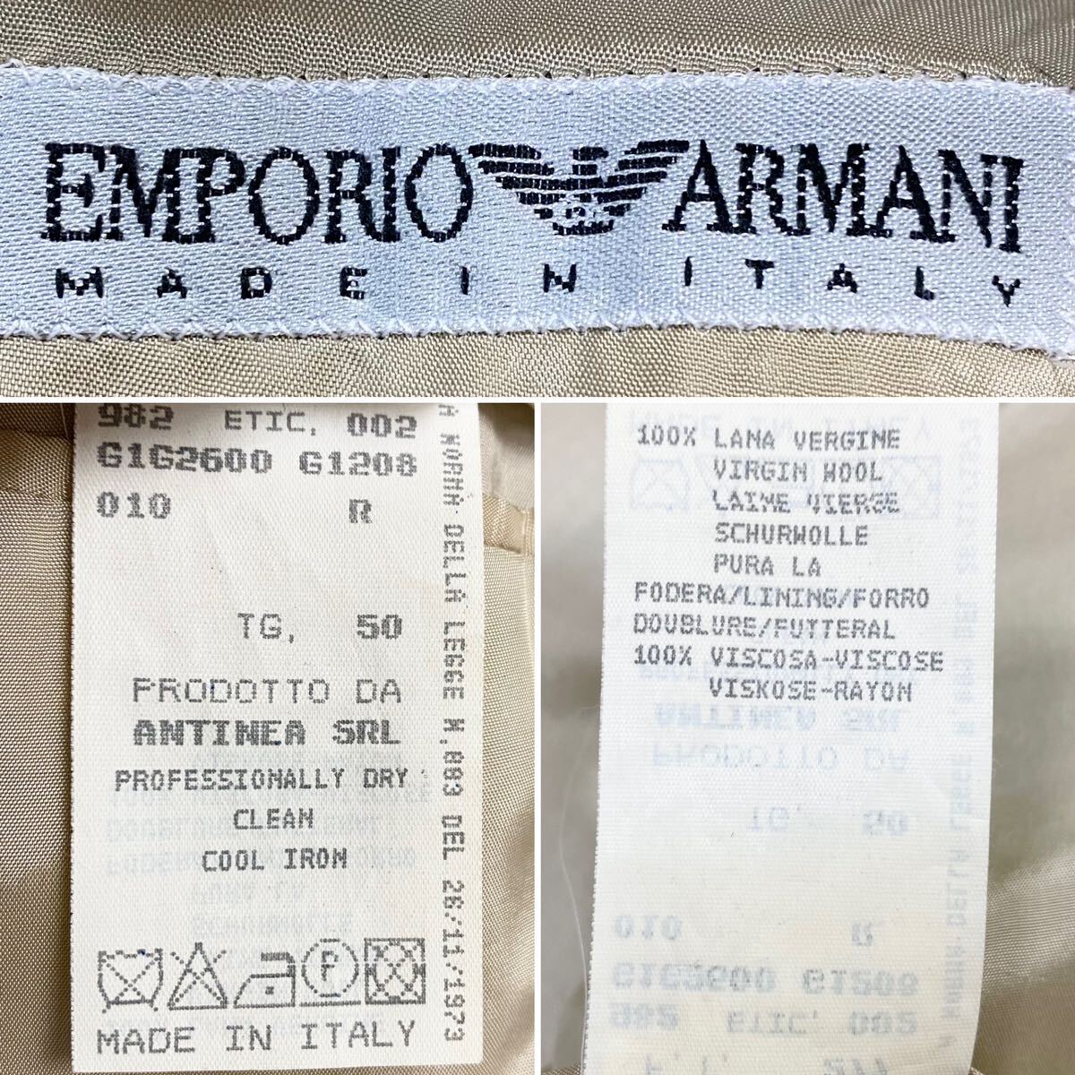 ★究極の逸品【超美品】アルマーニ EMPORIO ARMANI イタリア製 【圧倒的存在感】絡み織 ハウンドトゥース柄 ジャケット 希少サイズ(XL程度)_画像10