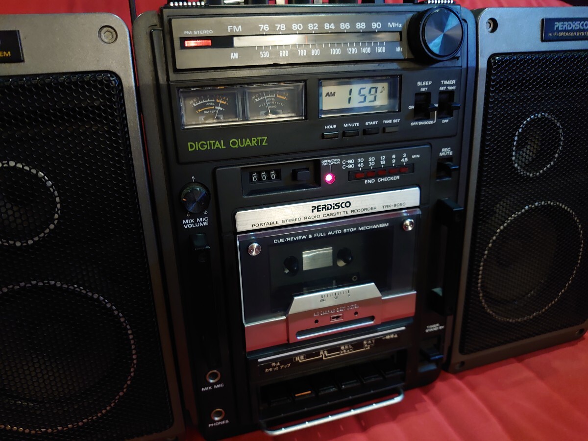 【HITACHI】TRK-9050 PERDISCO ラジカセ Vintage RADIO CASSETTE RECORDER 日立 レトロ ラジオ カセット レコーダー _画像4