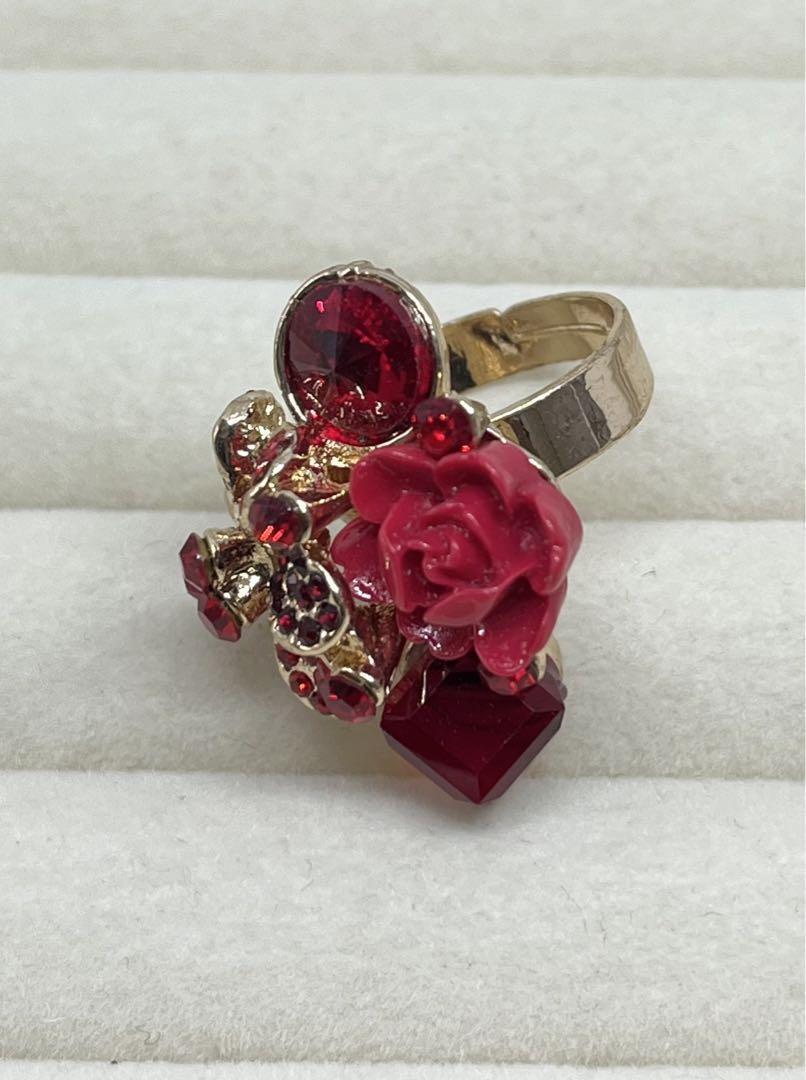 112b9 花びら　赤　リング　指輪　韓国アクセサリー　ジュエリー　プレゼント