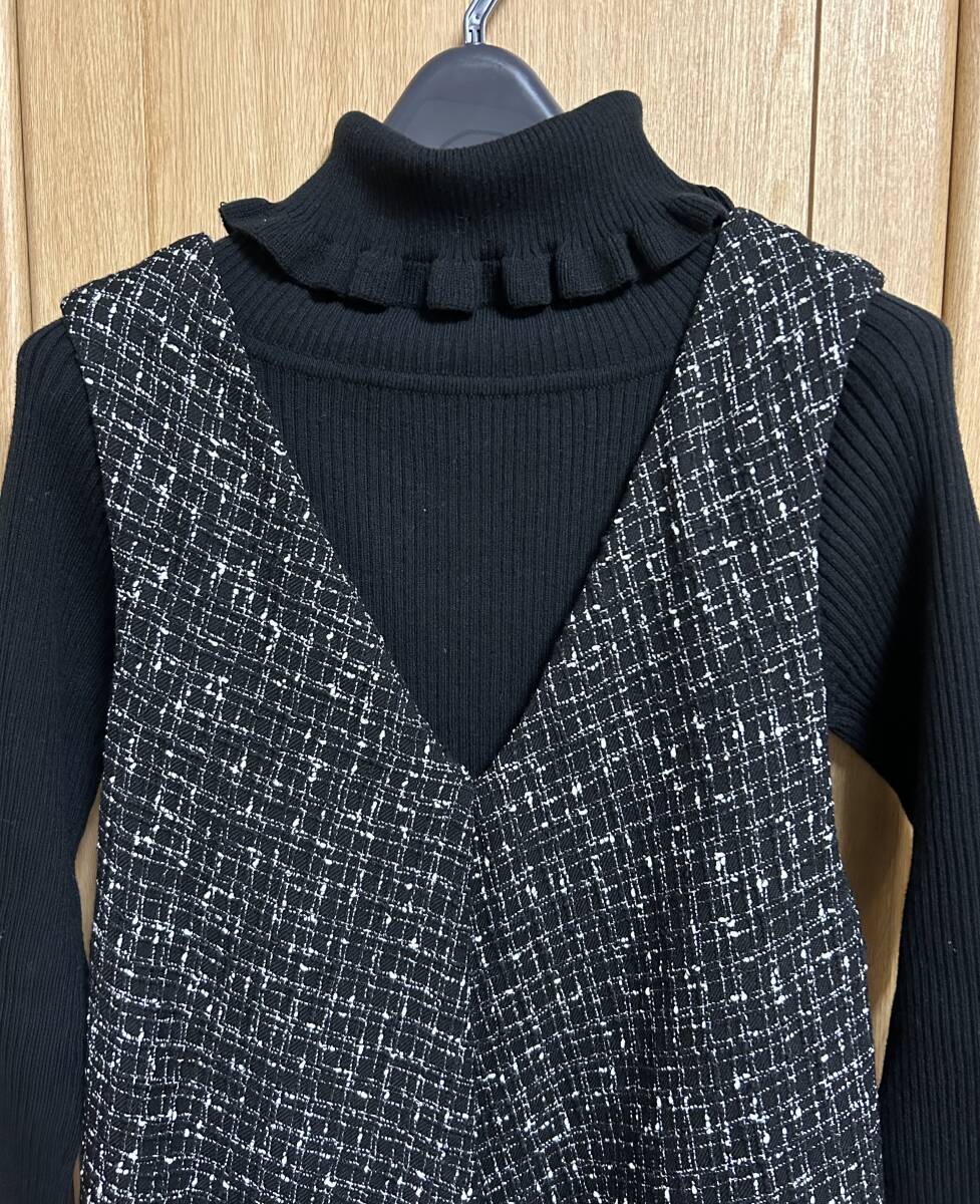 新品！■MADAM MINA by minako■フリル仕立てがかわいいハイネックセーター ブラック（LL）XLもの画像2