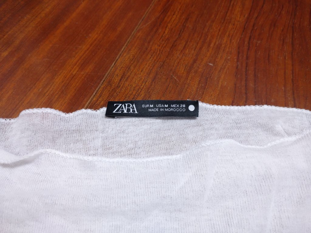 ザラ ZARA シャツ クレープ コットン Tシャツ 白 M 0264/484/250 ZAOIZBMH_画像4