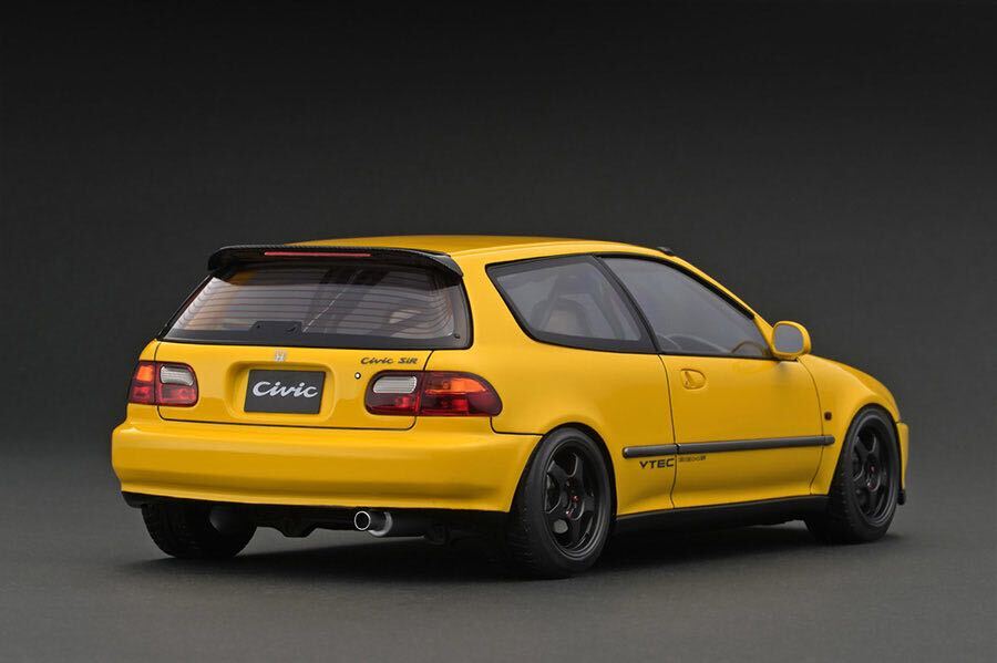 新品 ignition Model 1/18 イグニッションモデル ホンダ シビック IG3044 1/18 Honda CIVIC EG6 Yellow ホットウィールカラーSW388ホイールの画像2