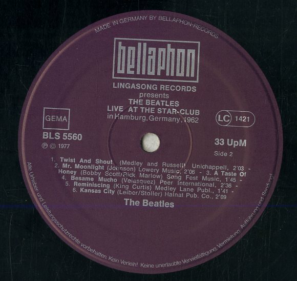A00589128/LP2枚組/ビートルズ (THE BEATLES)「Live ! At The Star - Club In Hamburg Germany 1962 (BLS-5560)」_画像3
