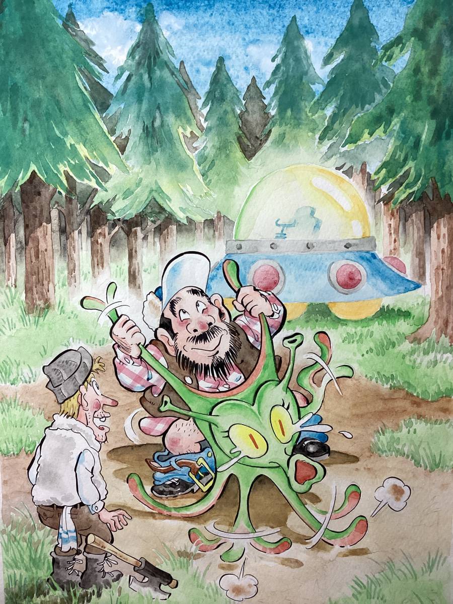 激安 超特価商店街 おとなの1コマ漫画・野蛮人 サイン、直筆画