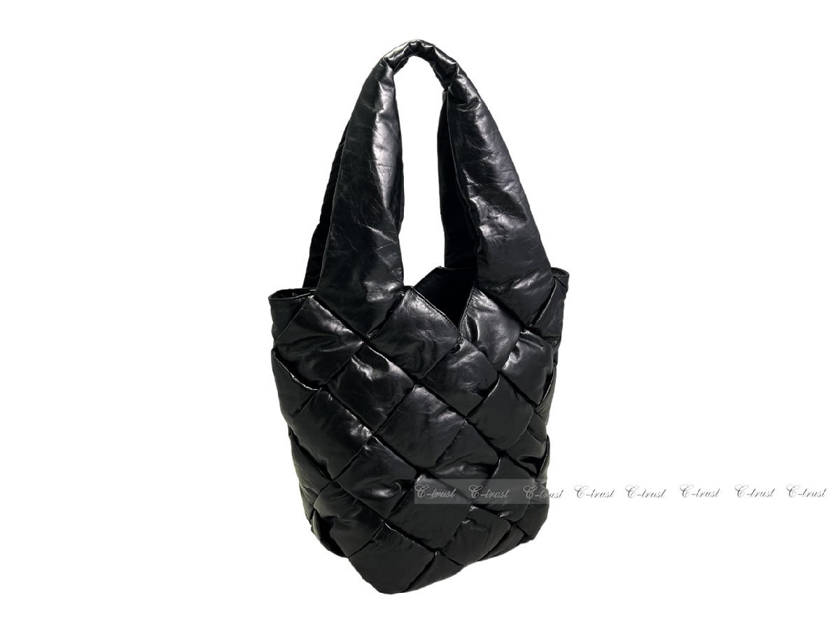 K671.. BOTTEGA VENETA ボッテガ ヴェネタ BAG トートバッグ ペーパー カーフ ポーチ イントレチャート イタリア製 新品 ★ 8803 ブラック_画像2