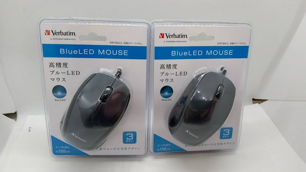 *Verbatim MUSYBLZV1 mouse BlueLED 3 button wire 2 piece set 