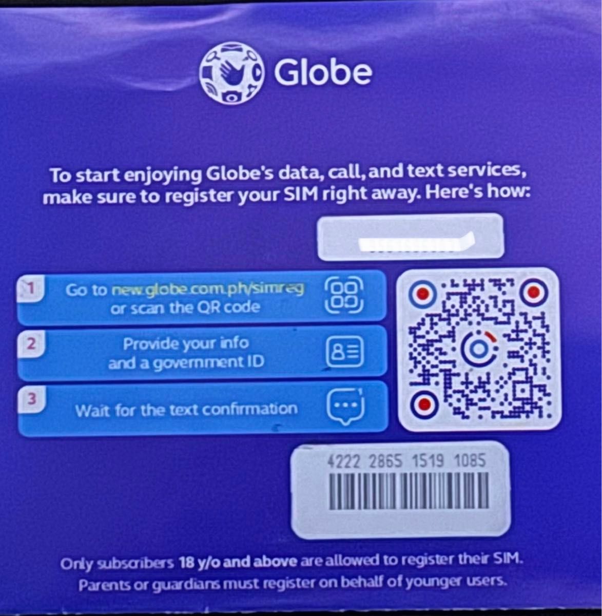 フィリピン Globe プリペイドSIMカード　1枚　販売