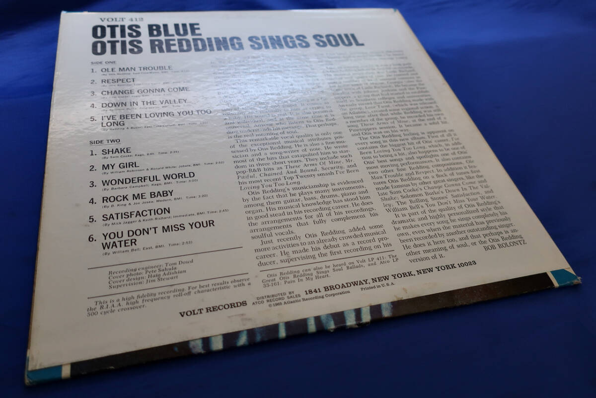 【米国VOLT原盤モノラル 深溝 US Mono Orig OTIS REDDING OTIS BLUE Otis Redding Sings Soul VOLT412 オーティス・レディング】の画像5