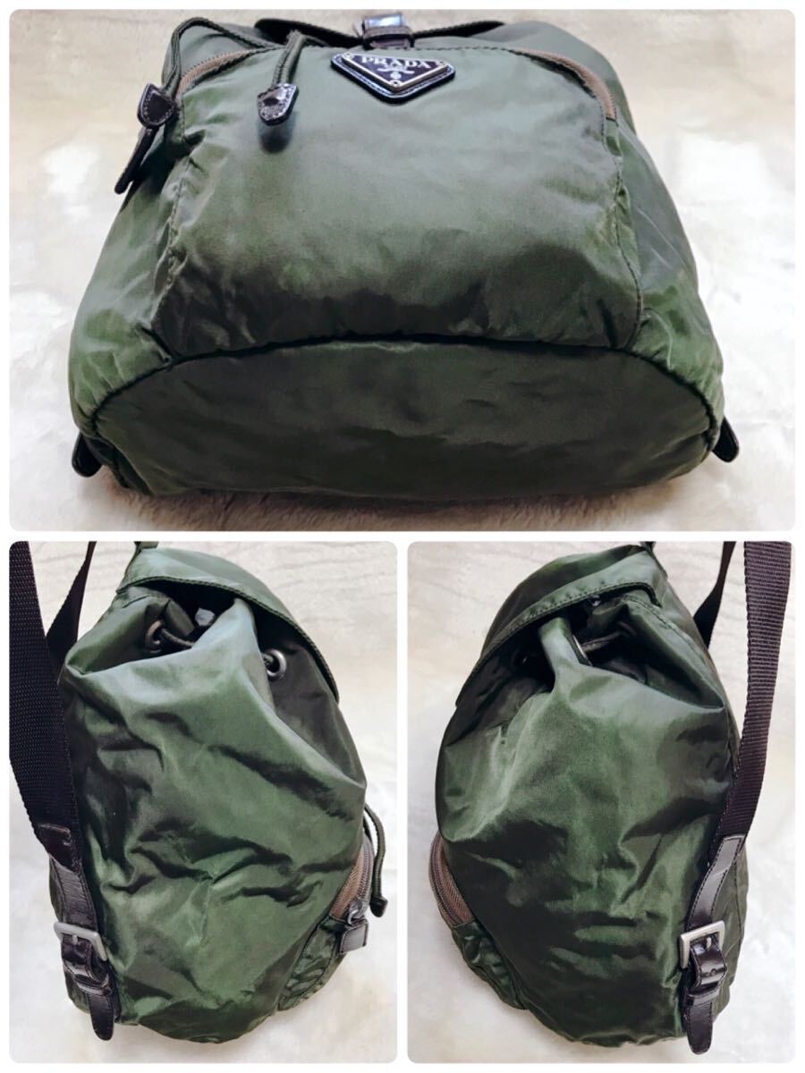 美品 PRADA プラダ ナイロン バックパック リュック カーキー 美品 PRADA プラダ ナイロン バックパック リュック カーキー