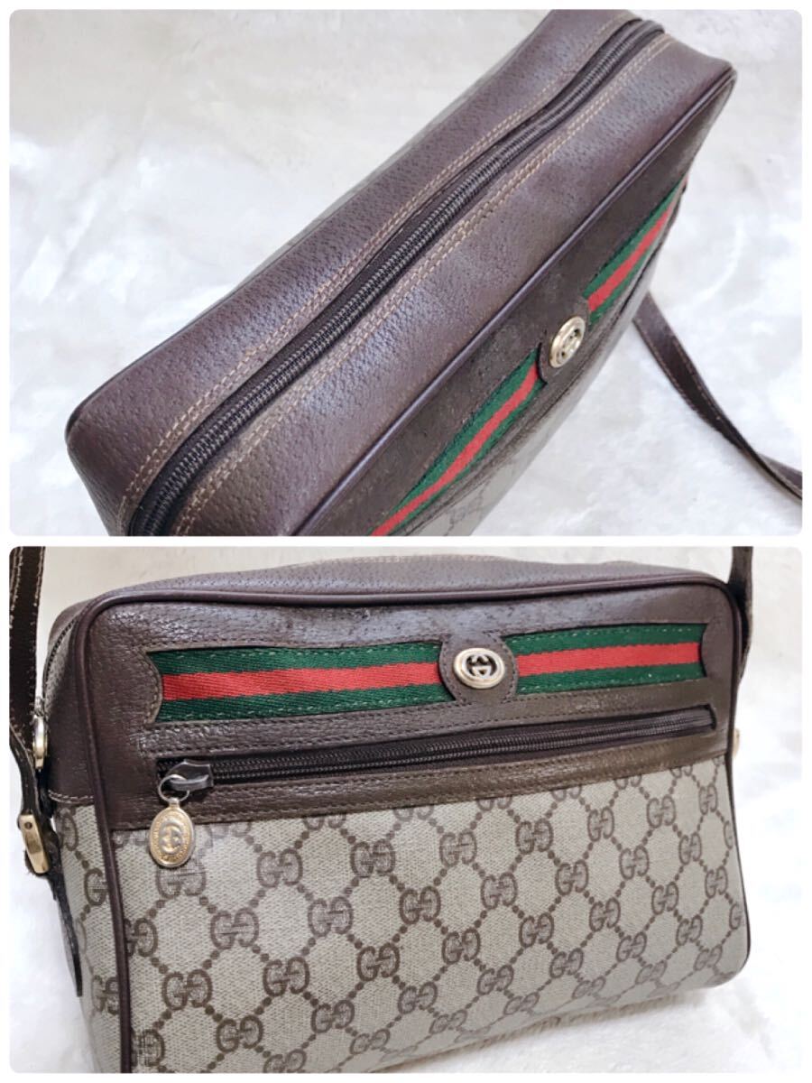 美品 オールドグッチ GUCCI シェリーライン PVC ショルダーバッグ GG