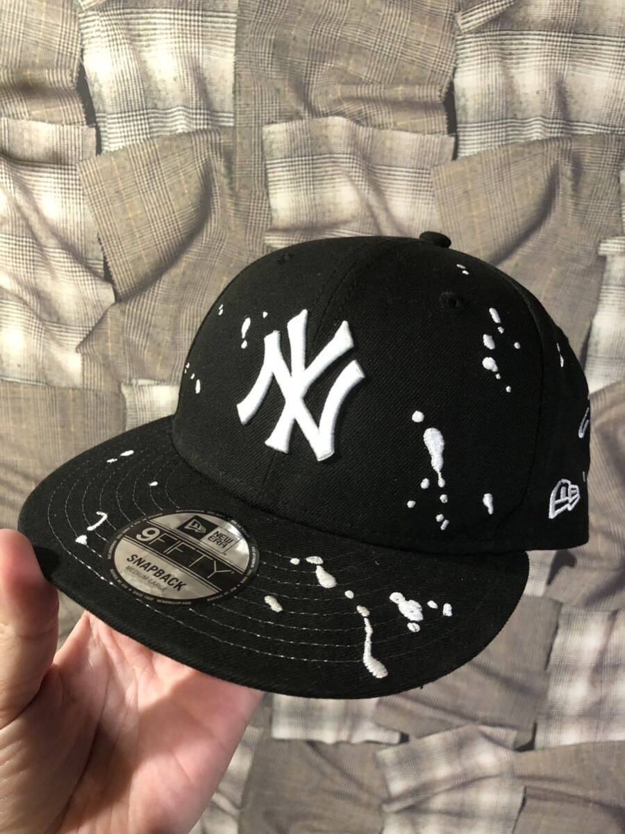 1円 ★ NEW ERA ニューエラ Youth 9FIFTY 送料520円OK ★ Splash Embroidery ニューヨーク・ヤンキース キャップ ブラック FKの画像1