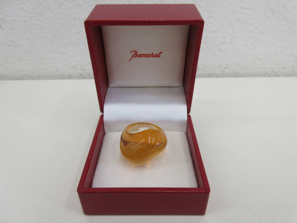 Baccarat バカラ 指輪 リング LES BIJOUX オレンジ クリスタル 箱付の画像2