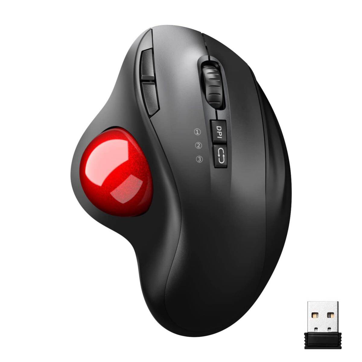 Bluetooth&2.4GHz ダブルモード 瞬時接続 トラックボールマウス 親指 節電モデル 大容量バッテリー搭載 USB充電式 ワイヤレスマウス ボタン_画像1