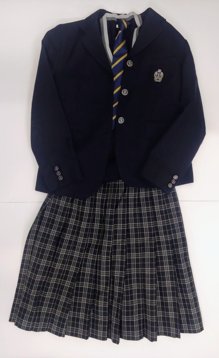 愛媛県 [伊予高等学校] 女子制服 冬服上下 指定 ニット スカート ネクタイ 2セット 卒業生保管品の画像1