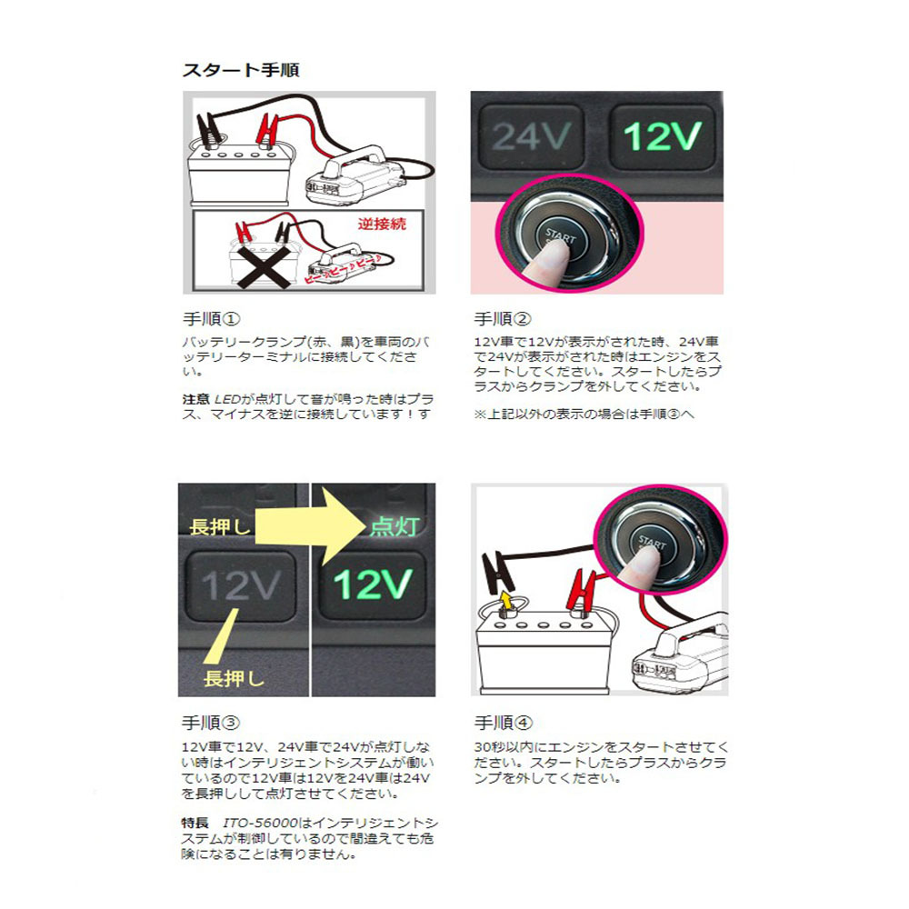 人気沸騰中！大容量 1年保証 ITO 56000ｍAh マルチ ジャンプスターター AI 自動判別 12V 24V 対応 リチウム バッテリー 保護回路 L1642 88_画像8