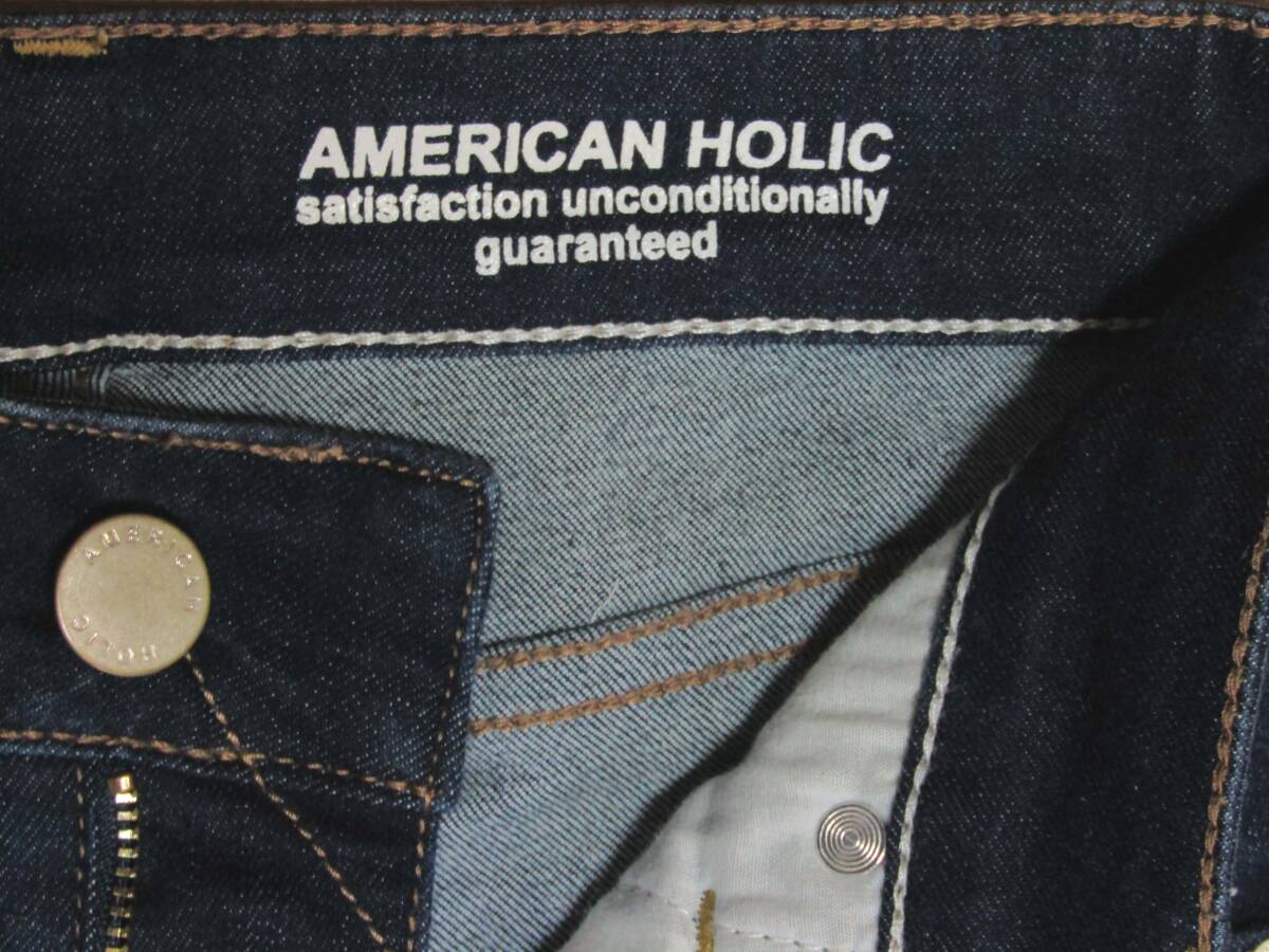 美品 状態良好 超リアル 超カッコいい色落ち ストレッチが効いてとてもはきやすい AMERICAN HOLIC ユーズド加工 スリム W27inch レディースの画像3