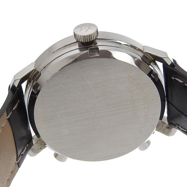 1円 稼働 ハミルトン HAMILTON 11002-3 手巻き クロノマチック ネイビー文字盤 SS×レザー メンズ 腕時計の画像4
